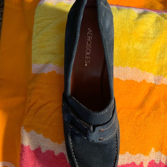 Aerosoles Navy suede heeled loafers - size 9 1/2 - Picture 4 of 6